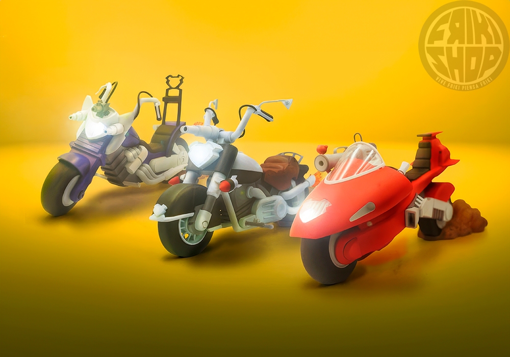 Vinnie’s Radical Rocket Sled, Modo’s Mondo Chopper and Throttle’s Martian Monster Bike – Biker Mice From Mars – Nacelle 3-Pack